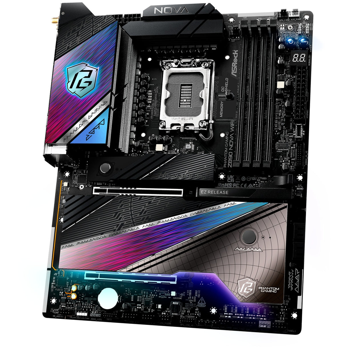 Asrock Z890 Nova WiFi Socket 1851 bundkort (sort, RAID, 5GB-LAN, 2,5GB-LAN, WiFi 7, BT, Lyd, ATX)