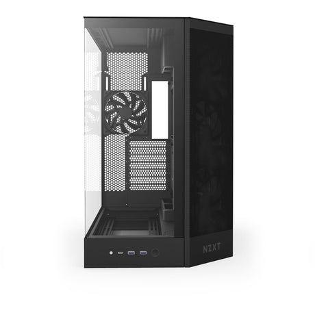 Nzxt h9 flow midi tårnhus (sort (mat) | 2x USB-A | 1x USB-C | hærdet glas)