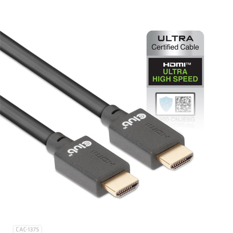 Club 3D ultra højhastigheds HDMI 2.1 certificeret kabel han-han (sort, 5 meter, 4K 120Hz, 8K 60Hz, 48Gbps)