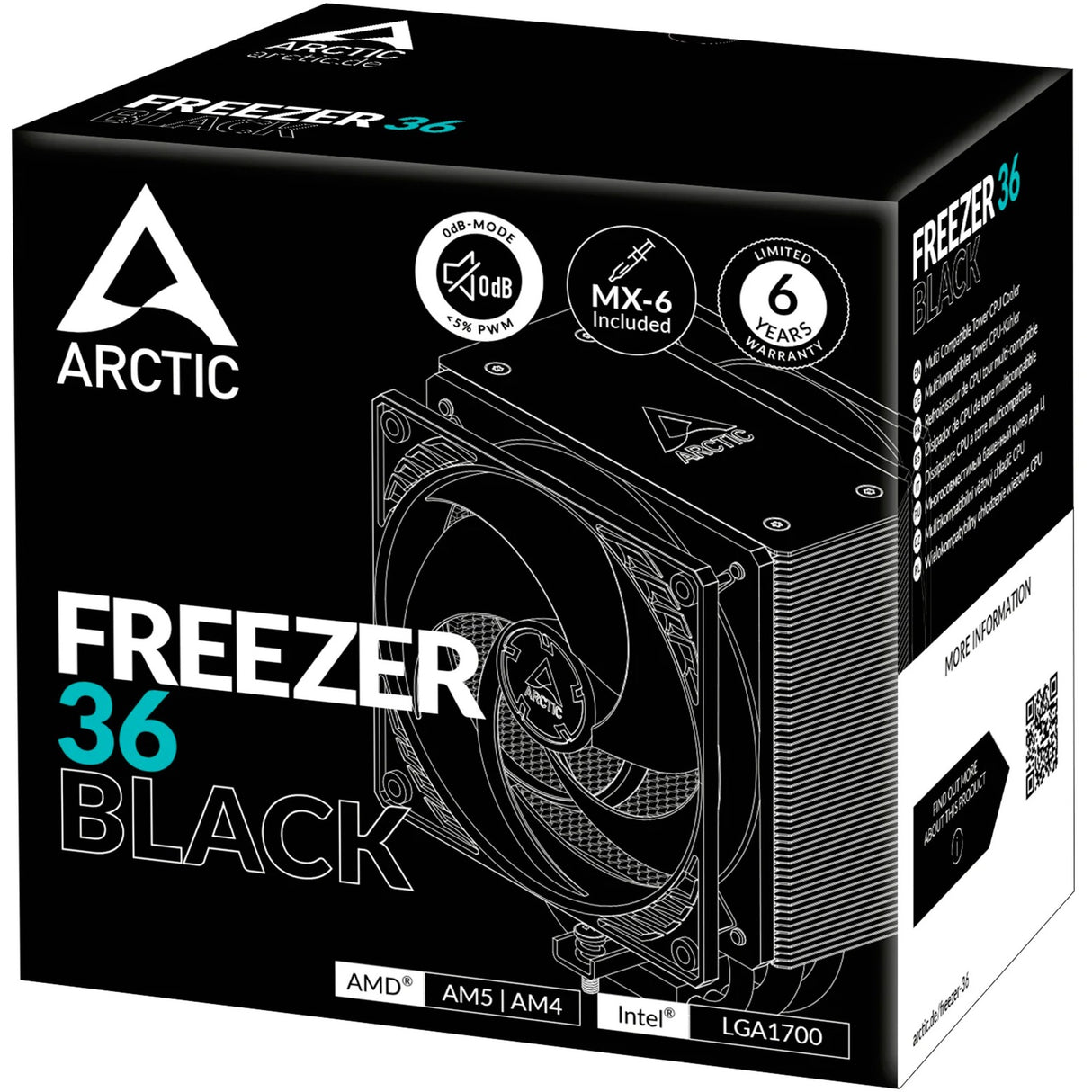 Arctic freezer 36 CPU køler (sort, 4-pin PWM)