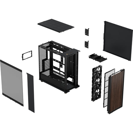 Fractal Design North XL RC Charcoal Black TG Dark Midi Tower Housing (sort træfarve | 2x USB-A | 1x USB-C | hærdet glas)