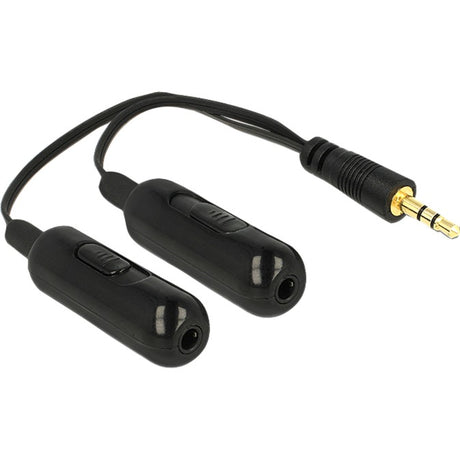 Delock 1x 3,5 mm (han) > 2x 3,5 mm kabel (sort, 0,19 meter)