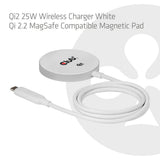 Club 3d cac-3026 qi2 25w draadloze oplader (wit, qi-gecertificeerd, magsafe-compatibel, magnetisch pad)