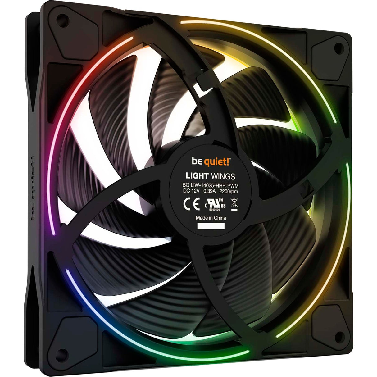 Vær stille! light wings pwm højhastigheds rgb kabinet blæser (sort, 140 x 140 x 25 mm)