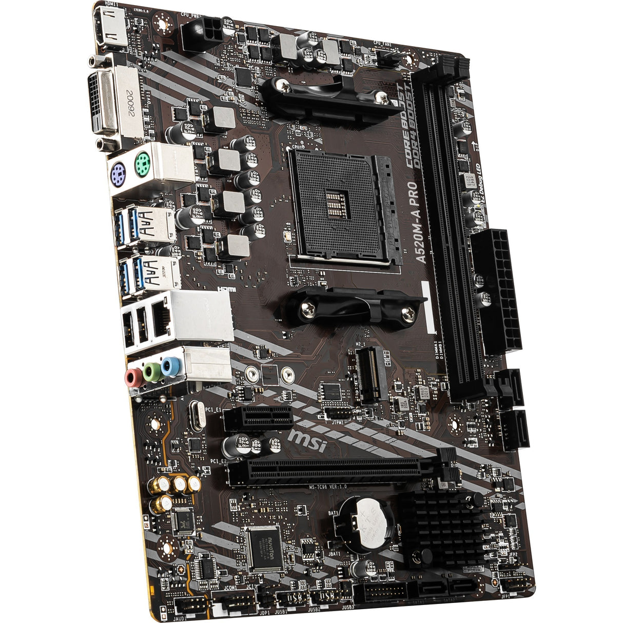 Msi a520m-a pro socket am4 bundkort (sort grå, raid, gb-lan, lyd, µatx)