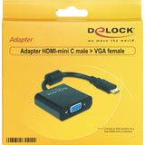 Delock mini HDMI-C (han) > VGA (hun) adapter (sort, 0,24 meter)