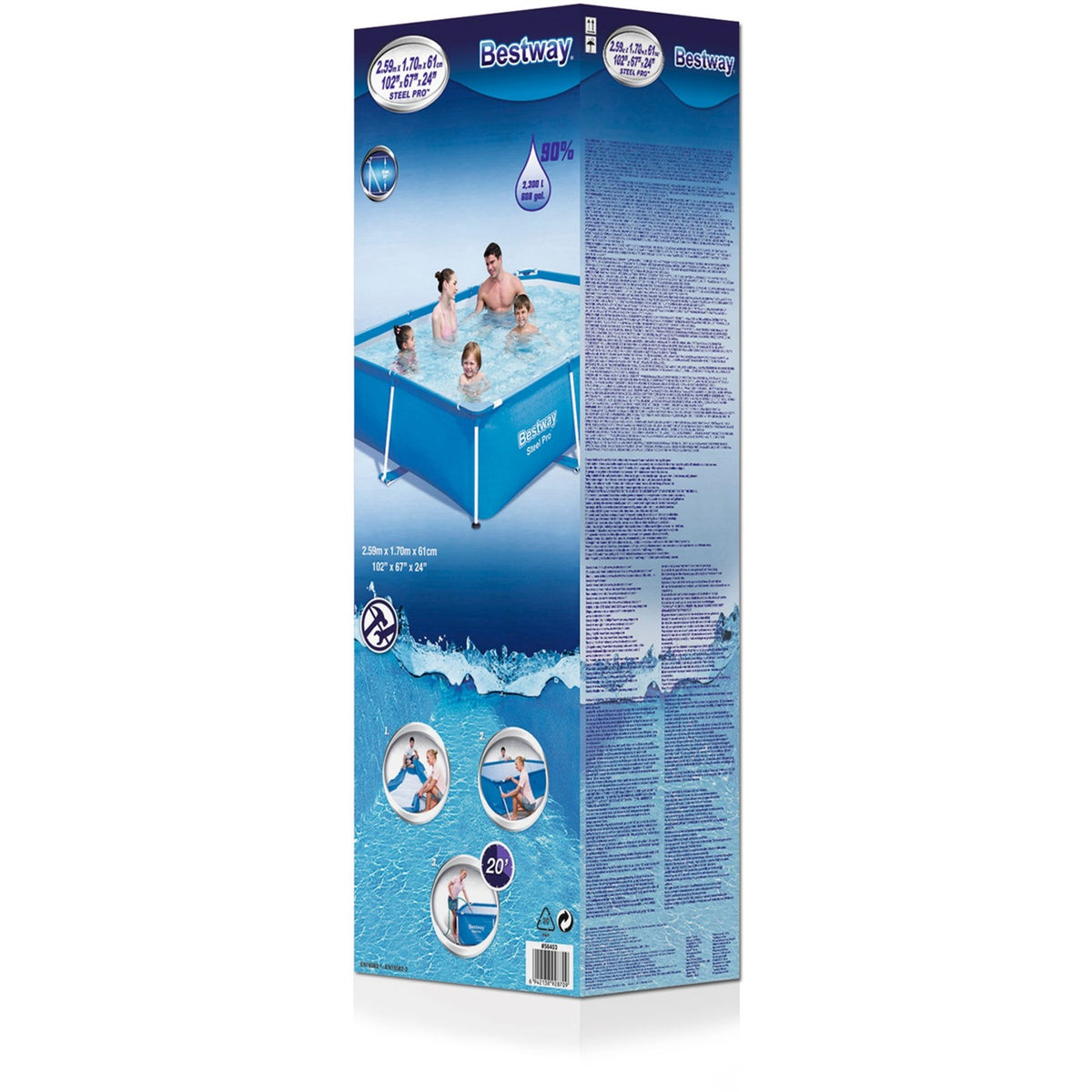 Bestway Steel Pro swimmingpool 259 x 170 x 61 cm