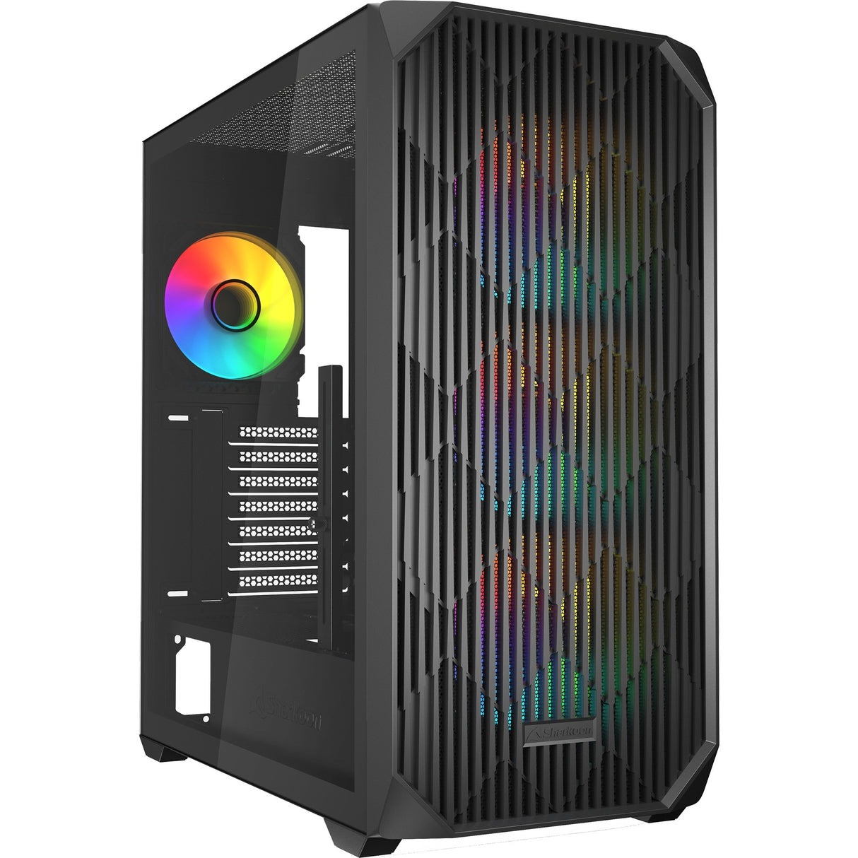 Sharkoon ak3 rgb midi tårnhus (sort | 2x usb-a | 1x usb-c | rgb | hærdet glas)