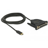 Delock USB-C 2.0 han > 1 x parallelt DB25 hunkabel (sort, 1,8 meter)