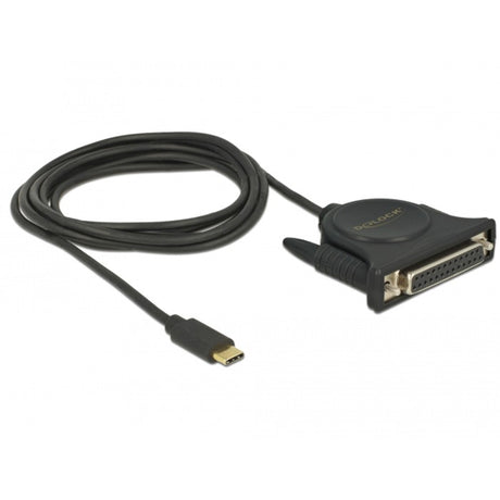 Delock USB-C 2.0 han > 1 x parallelt DB25 hunkabel (sort, 1,8 meter)