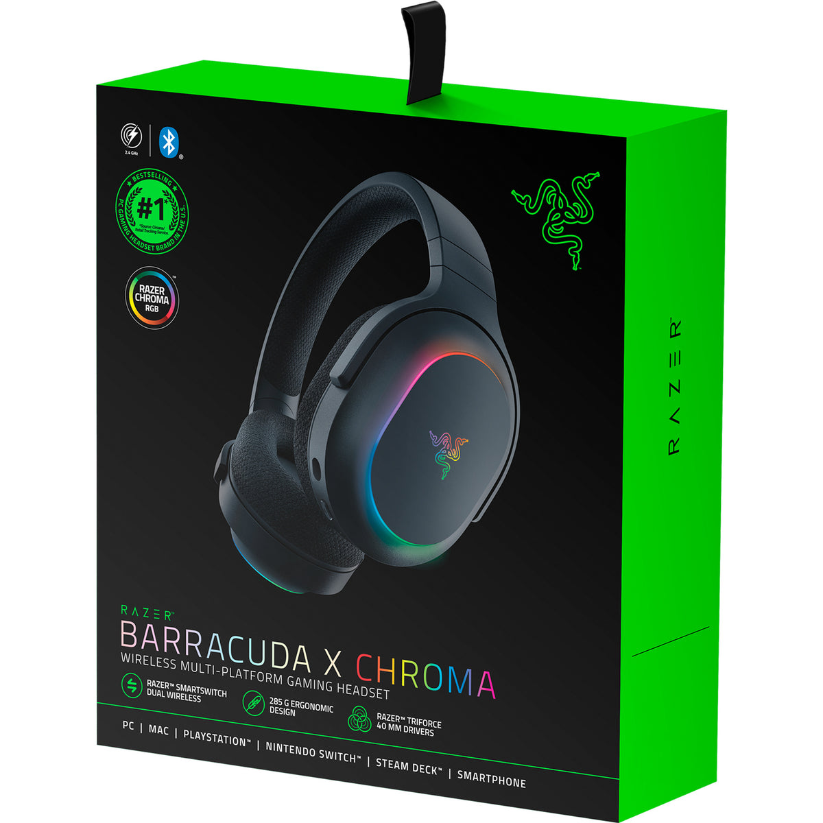 Razer barracuda x chroma over-ear gaming headset (sort, USB dongle, Bluetooth)