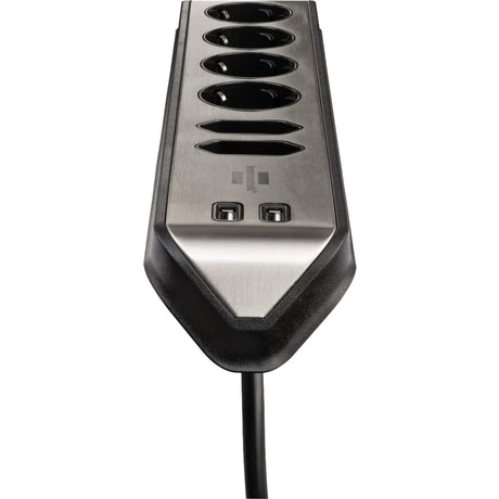 Brennerstuhl ®estilo hjørne tilslutningsboks med USB-opladningsfunktion 6-vejs 4x beskyttelsesstik 2x euro sølv sort