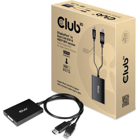 Club 3D DisplayPort til Dual Link DVI-D HDCP Off-version aktiv adapter til Apple Cinema Displays (sort)