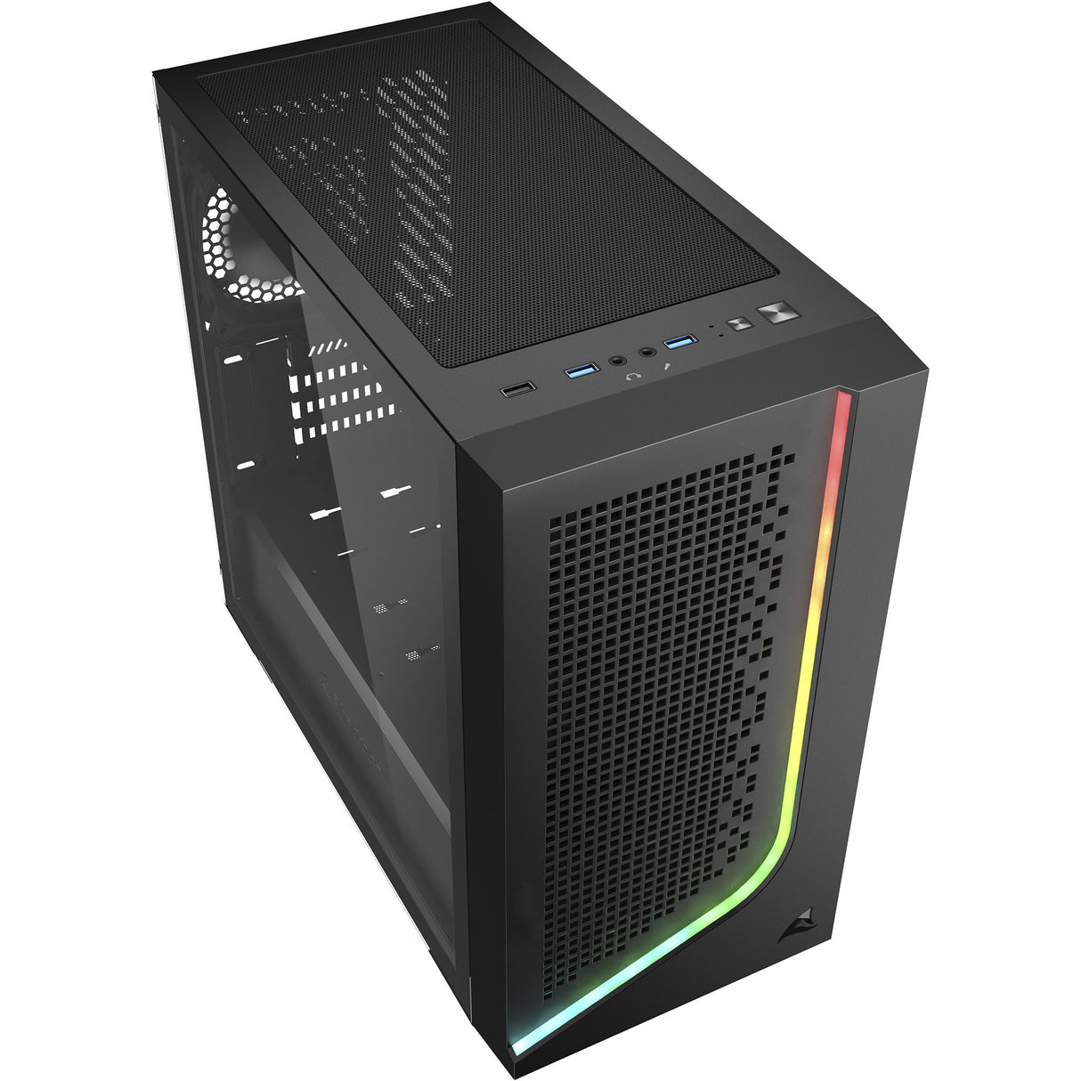 Sharkoon j1000 argb midi tårnhus (sort | 3x usb-a | rgb | hærdet glas)