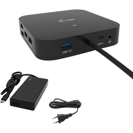 I-tec USB-C HDMI DP-dockingstation med strømforsyning 65W + universaloplader 77 W (sort)