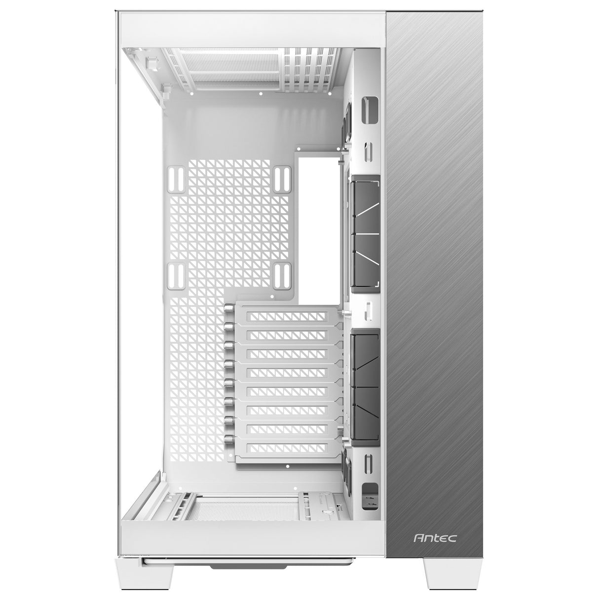 Antec c8 midi tårnhus i aluminium (hvid sølv | 2x USB-A | 1x USB-C | hærdet glas)