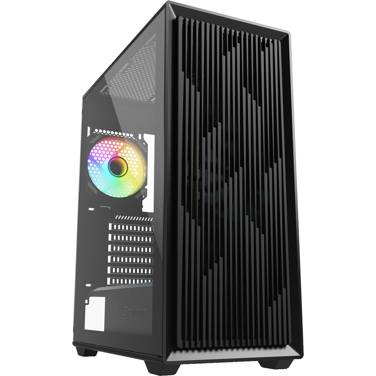 Sharkoon VK2 RGB MIDI Tower-hus (sort | 2x USB-A | RGB | hærdet glas)