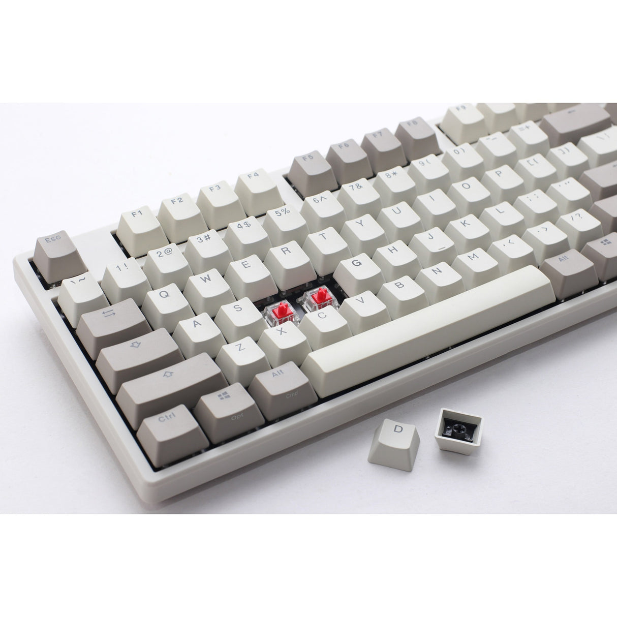 Ducky origin vintage, tastatur (grå, us layout, cherry mx blue, hot swap, pbt double-shot keycaps)