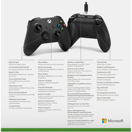 Microsoft Xbox Wireless Controller + USB-C-kabel (sort, inkl. USB-C-kabel | PC, Xbox One, Xbox Series X, Xbox Series S)