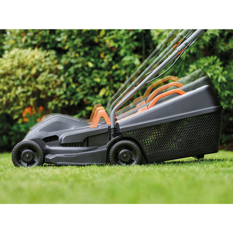Black+decker 1000w 32cm plæneklipper + 250w græstrimmer (sort orange, græsplæner op til 250m²)