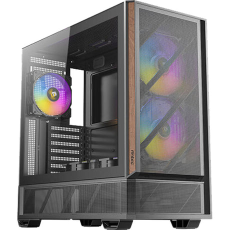 Antec p30 argb midi tårnhus (sort træfarve | 2x USB-A | 1x USB-C | hærdet glas)