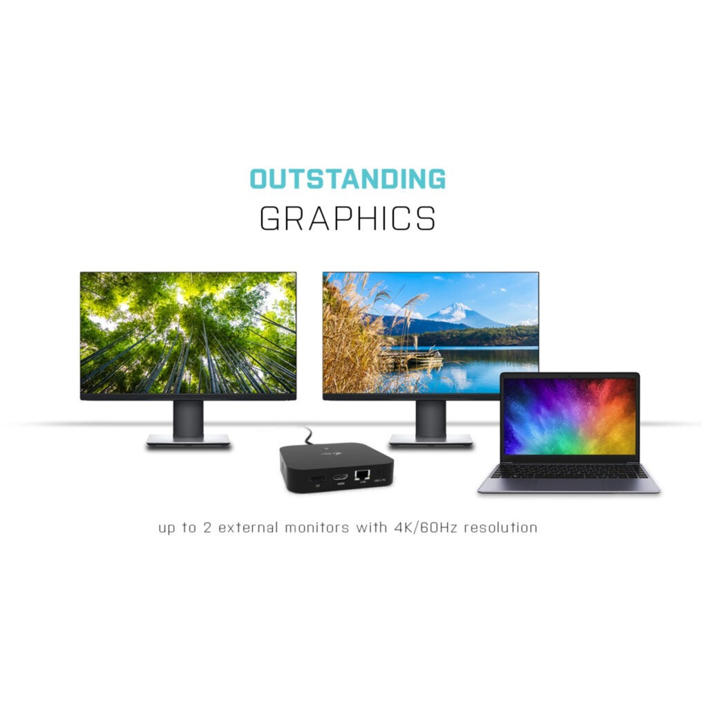 I-tec USB-C HDMI DP-dockingstation med strømforsyning 65W + universaloplader 77 W (sort)