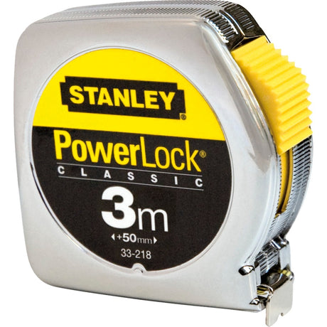 Stanley målebånd powerlock klassisk målebånd (krom, 3 meter, bredde 12,7 mm)