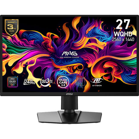 Msi mag 272qp qd-oled x24 26.5 gaming skærm (sort, 2x hdmi, skærmport, usb-c, 240 hz)