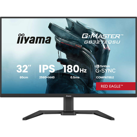 Iiyama G-Master Red Eagle GB3272QSU-B1 31.5 gaming-skærm (sort (mat), 180 Hz, HDMI, DisplayPort, USB, lyd)