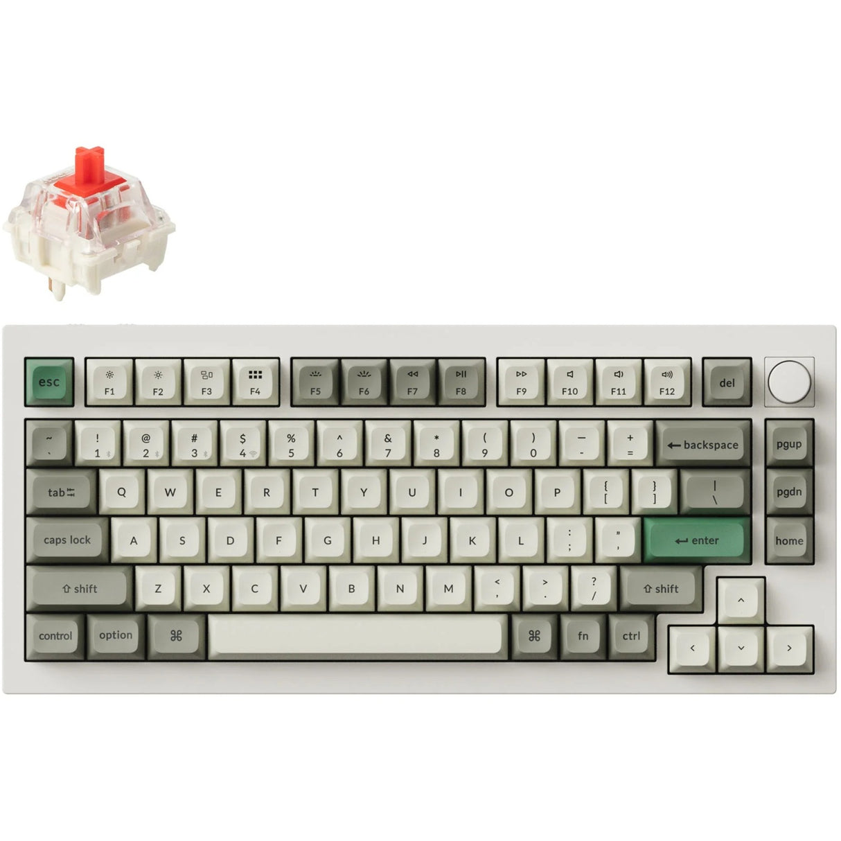 Keychron Q1 Max-P1 RGB mekanisk tastatur (hvidt, amerikansk layout (QWERTY), Gateron Jupiter Red, 75%, RGB LED'er, KSA double-shot PBT, hot swap, knap, 2,4GHz | Bluetooth 5.1 | USB-C)