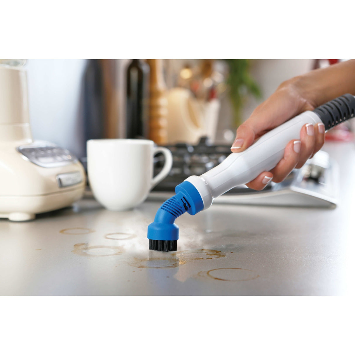 Black+decker fsmh1321 1600w dampmoppe med 6 tilbehør damprenser (hvid blå-grå)