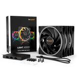 Vær stille! ® light wings pc-blæser 140 mm pwm højhastigheds-triple-pack - 9 silence-optimerede blæserblade - argb-belysning på for- og bagside med 18 LED'er til et specialfremstillet pc-hus - case ventilator med meget lydsvag drift og holdbare lejer