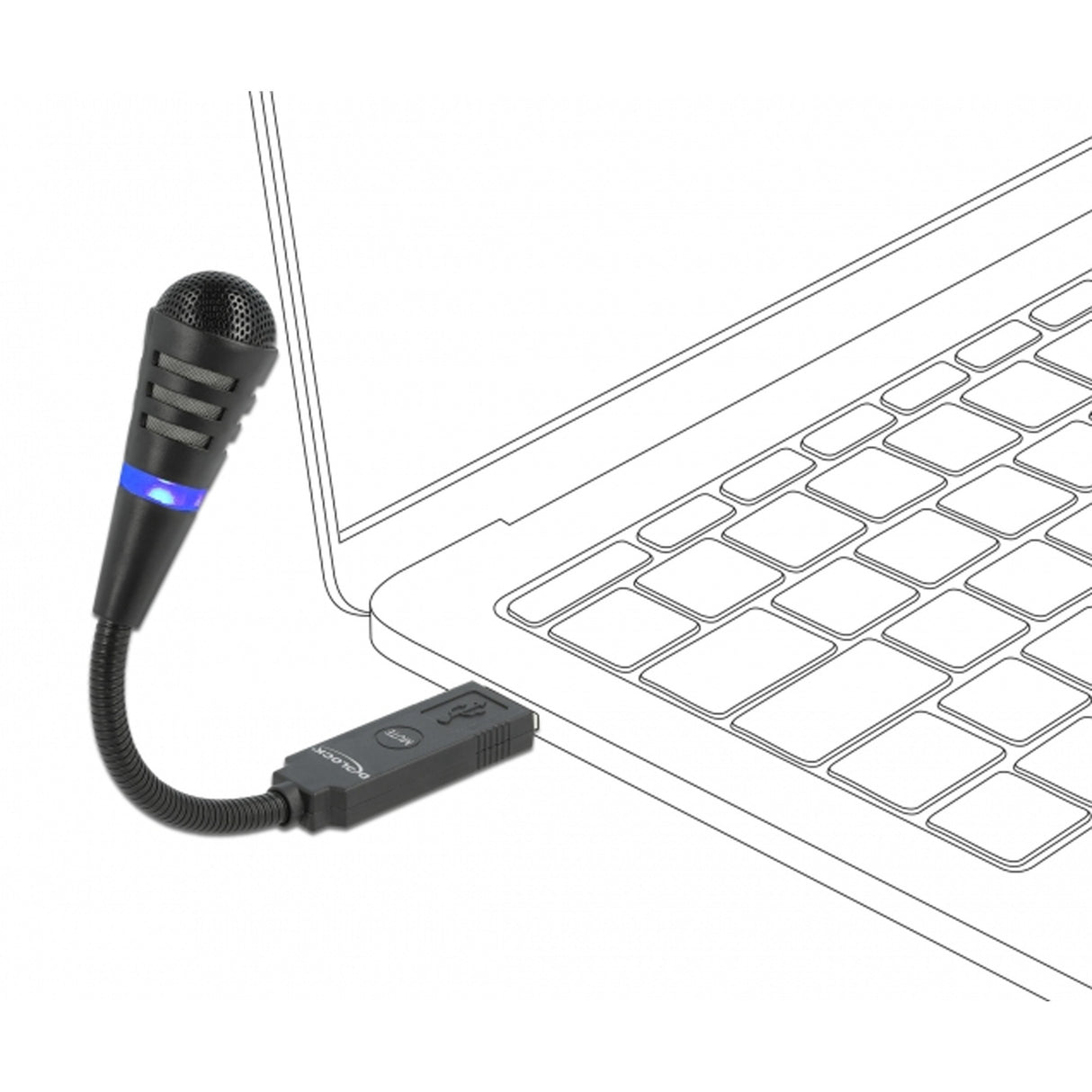 Delock USB svanehalsmikrofon med mute-knap (sort)
