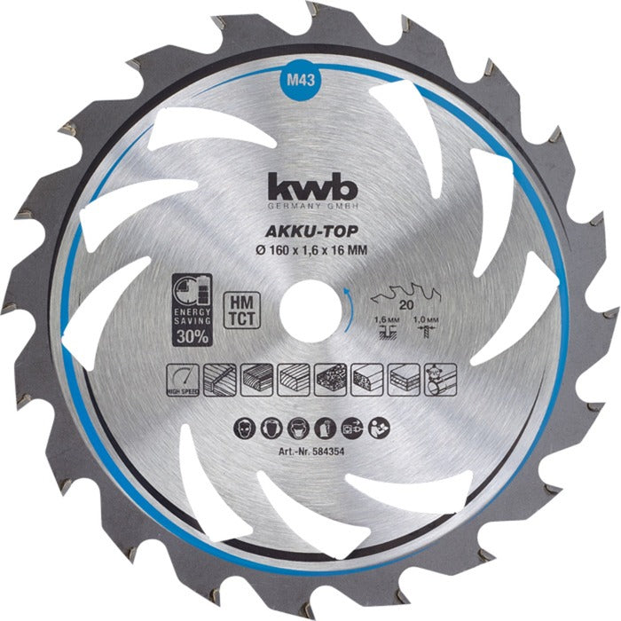 Kwb tyndskærende rundsavklinge, wolframcarbid forstærket 160 mm