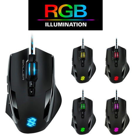 Sharkoon skiller sgm1 rgb gaming mus (sort, 10.800 dpi, rgb lysdioder)
