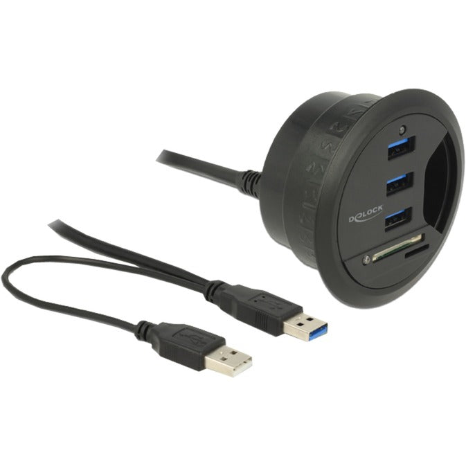 Delock in-desk hub 3 port USB 3.0 + 2 slot SD-kortlæser kortlæser