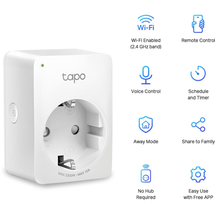 Tp-Link Tapo P100 Mini Smart WiFi-stik (4-pak) Switch-stik (hvid, 4-pak)