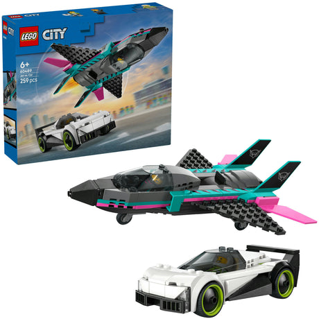 Lego city store køretøjer 60489 jetfly vs. sportsvogn