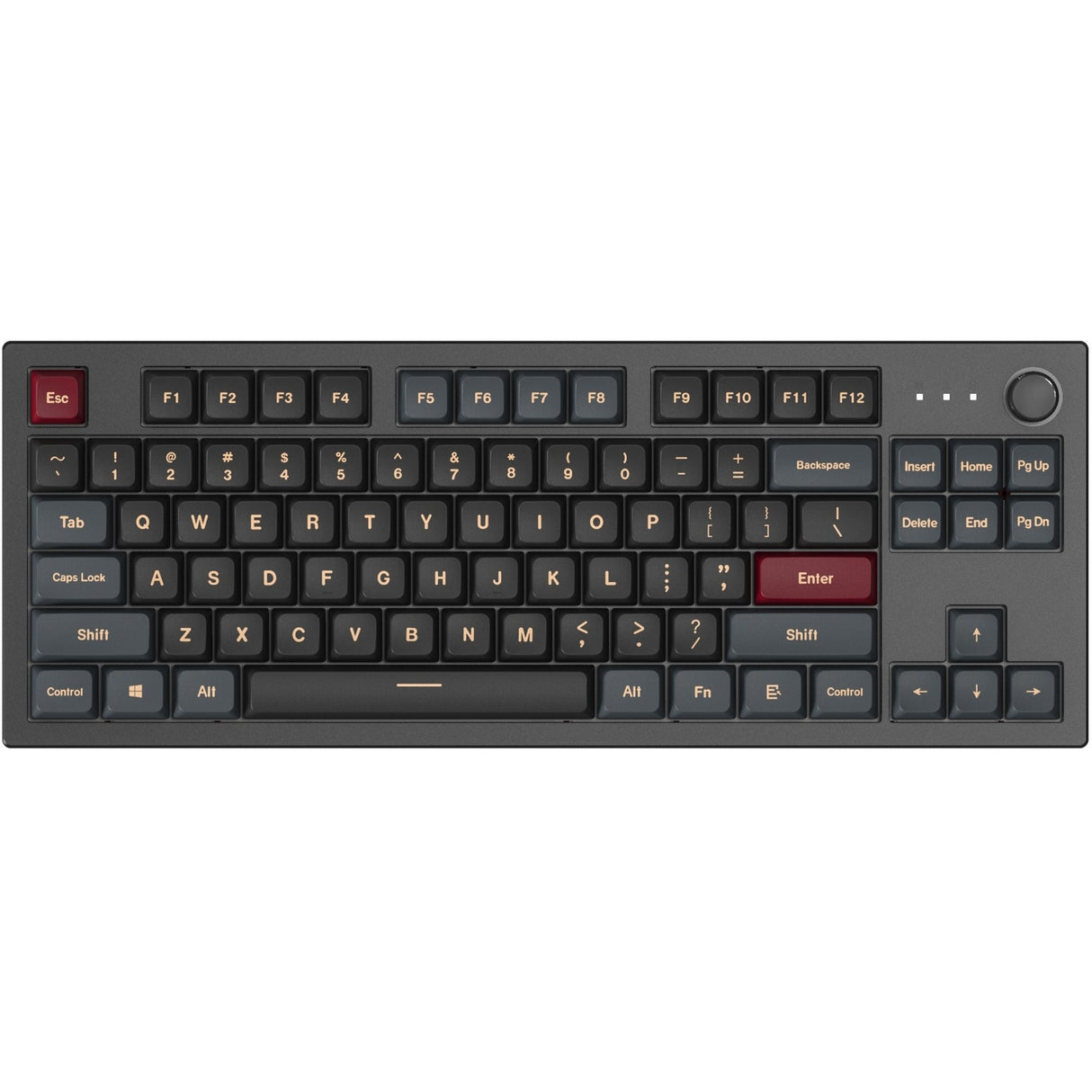 Montech mkey darkness tkl rgb mekanisk tastatur (sort, us-layout (qwerty), gateron g pro gul, 80% (tkl), hot-swappable, rgb, pbt)