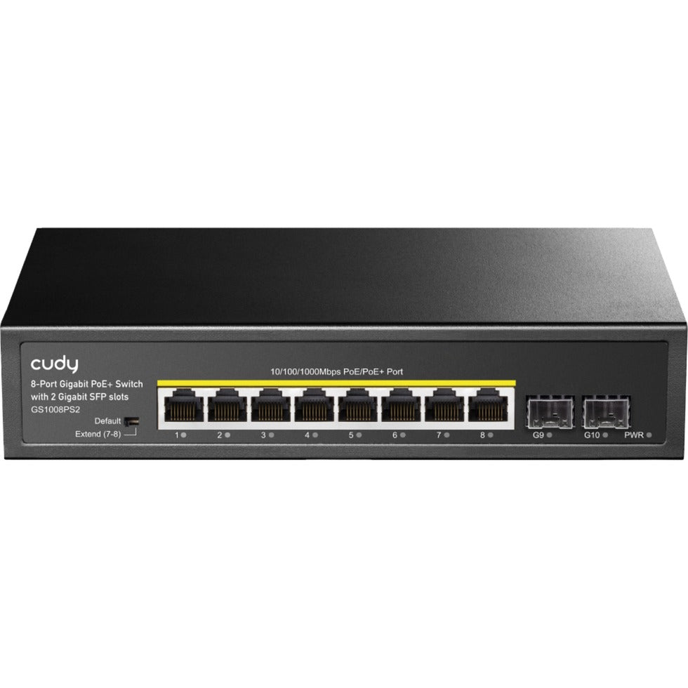 Cudy 8-gbe poe+ switch med 2 uplink sfp (sort)