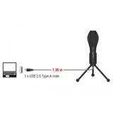 Delock USB kondensatormikrofon (sort, med bordstativ)