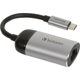 Verbatim USB 3.2 gen 1-adapter, USB-C > RJ-45 (sølvsort, 10 cm, gigabit LAN 10 100 1000 mbit s)