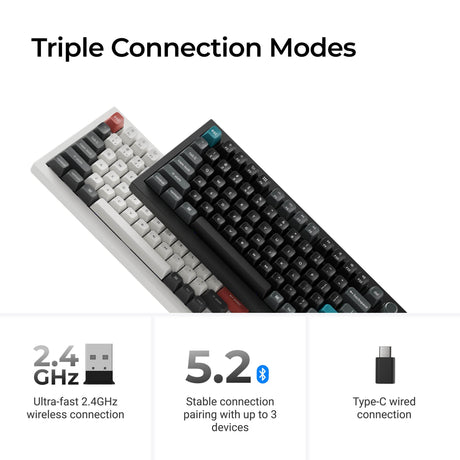 Keychron q1 ultra-m4 8k trådløst brugerdefineret mekanisk tastatur (sort, us-layout (qwerty), silk pom banan, 75%, rgb, hot swap, 8k, 2,4 ghz | bluetooth 5.2 | usb-c)