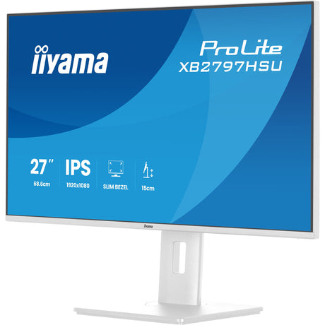 Iiyama prolite xb2797hsu-w1 27 skærm (hvid (mat), 120 Hz, HDMI, skærmport, USB, lyd)