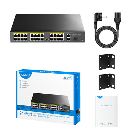 Cudy 24-ports 10 100m poe+ switch (sort)