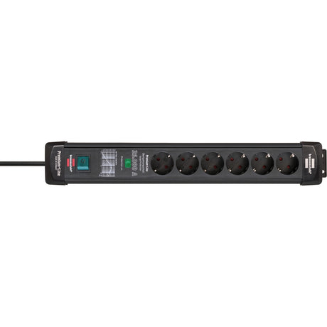Brennerstuhl premium-line overspændingsbeskyttelse 26000a 6-vejs sort 1.8m h05vv-f 3g1.5