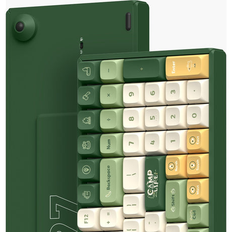 Iqunix f97 camping trådløst mekanisk tastatur (grøn, us-layout (qwerty), cherry mx brown, 96%, rgb-lysdioder, hot-swappable, pbt, 2.4ghz | bluetooth 5.1 | usb-c)