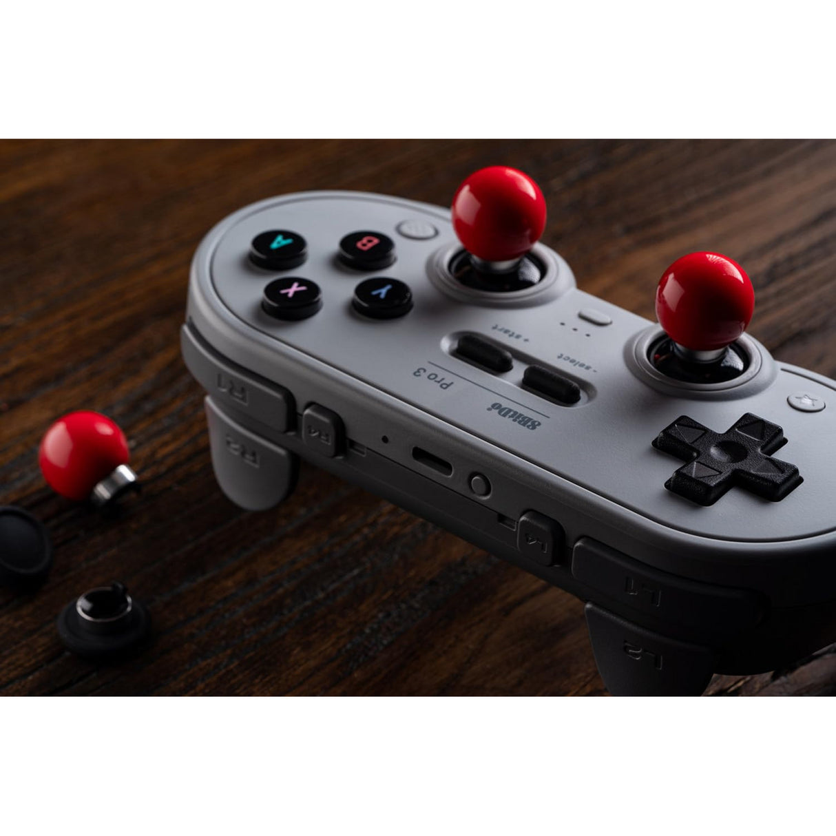 8bitdo pro 3 bluetooth gamepad (lyse grå rød, switch 1 2, pc, android, 2,4 ghz bluetooth usb)