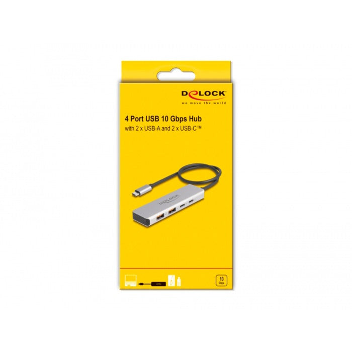 Delock USB 10 Gbps USB-C hub USB hub (grå, 2x USB-A 3.2 (10 Gbit s), 2x USB-C 3.2 (10 Gbit s))