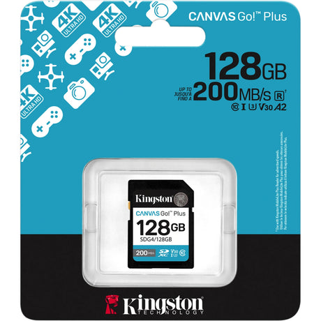 Kingston canvas go! plus SDXC 128 GB hukommelseskort (sort, klasse 10, UHS-I U3, V30)